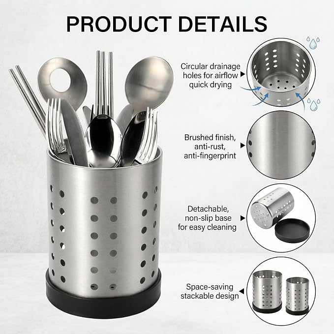 TOPZEA Set of 4 Kitchen Utensil Holder, Stainless Steel Cooking Utensil - Image 3