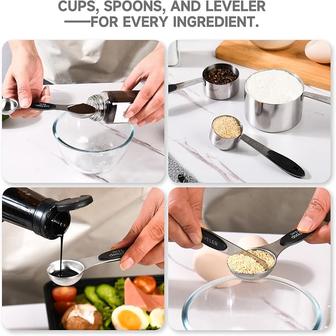 Magnetic Measuring Cups and Spoons Set, Strong N45 Magnets, 304 Stainless Steel - Image 7