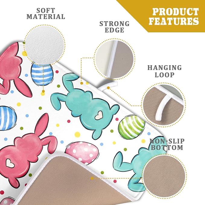 Easter Dish Drying Mat for Kitchen Counter Colorful Bunny Holiday Microfiber - Image 4