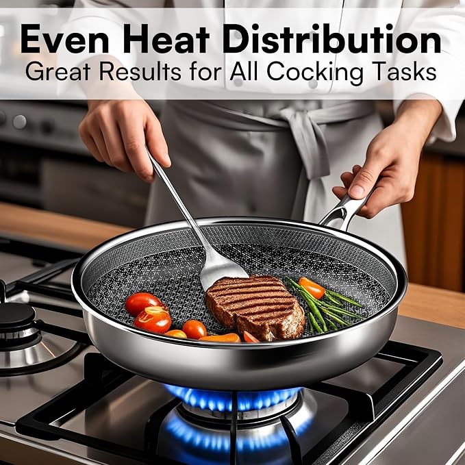 Non Stick Frying Pans with lid, 12 inch Hybrid Frying Pans Nonstick, non stick - Image 5