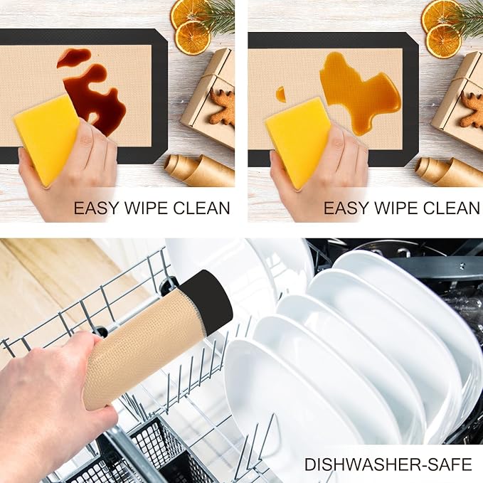 Silicone Baking Mat, 3 Pack Reusable Baking Mat, Food Safe Silicone Mats - Image 6