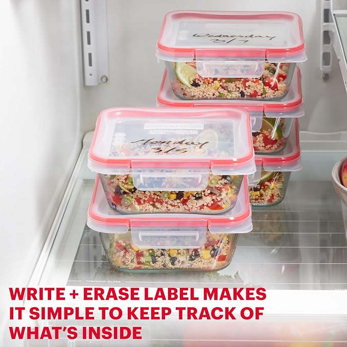 Pyrex Freshlock Glass Food Storage Containers Set, Airtight & Leakproof Plastic - Image 4