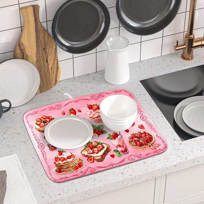 Pink Strawberry Dish Drying Mat - Image 6