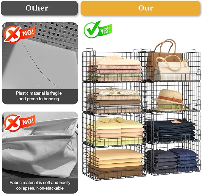 4-Tier Stackable Closet Organizers and Storage Basket - Image 5