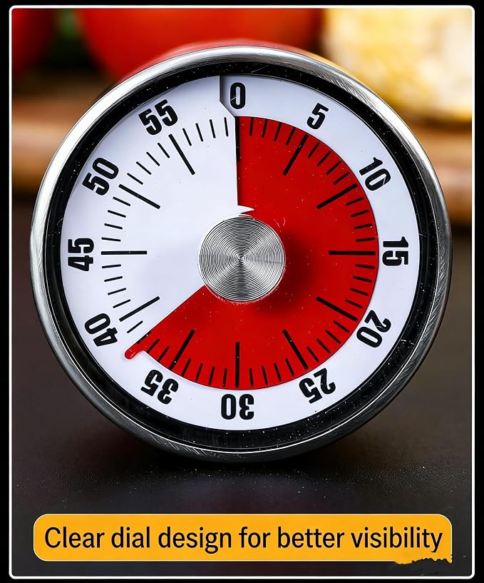 Mechanical Kitchen Timer, 60-Minute Wind Up Countdown Timer - Image 7