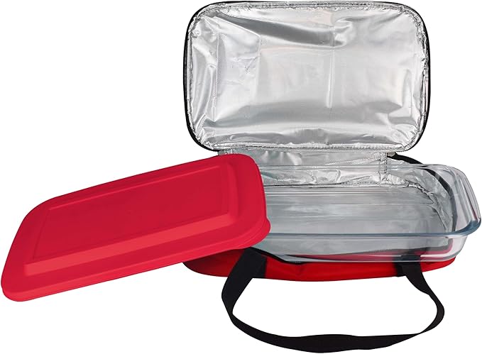 HW1236 Glass Casserole with Insulated Bag, Hiking & Beach Trip-Retains Hot and by Le+Regalo