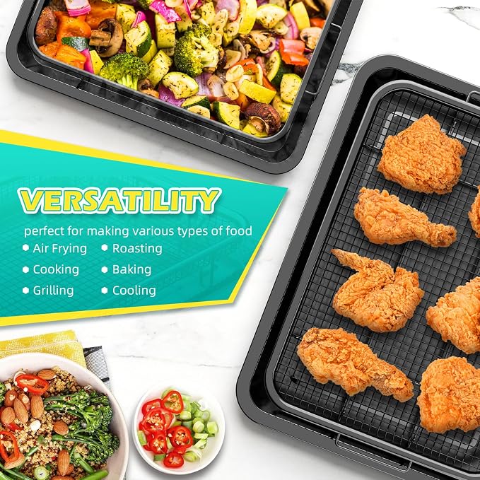 Air Fryer Basket, OPENICE 2 Set Air Fryer Pan and Crisper Tray - Image 7