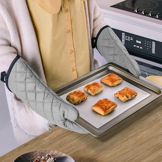 ARCLIBER Oven Mitts 1 Pair of Quilted Lining, Heat Resistant Kitchen Gloves - Image 4