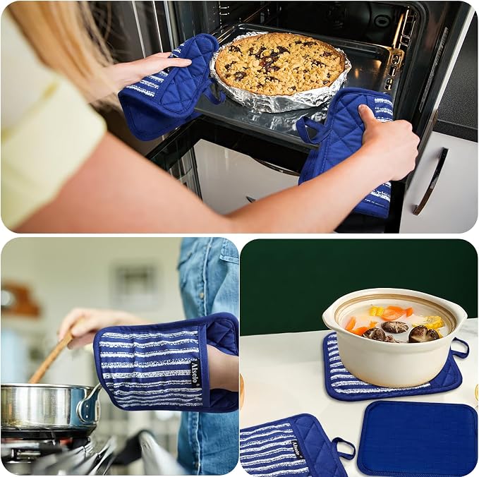 Alselo Silicone Pot Holders Set of 3 Heat Resistant & Non Slip Potholders - Image 4