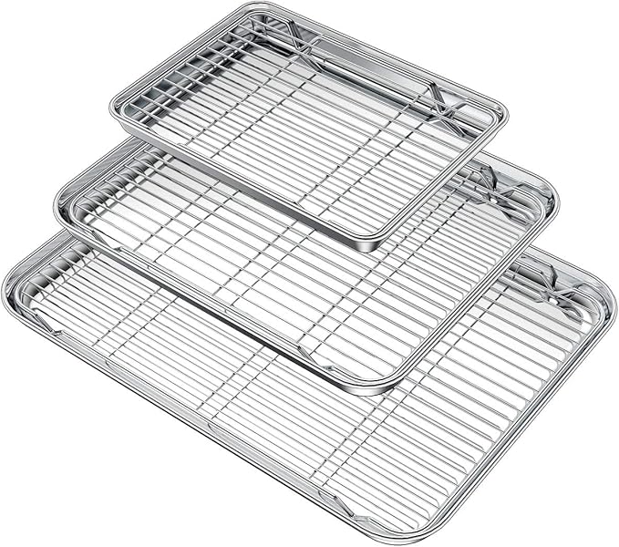 Wildone Baking Sheet with Rack Set, Stainless Steel Baking Pan Cookie Sheet by Wildone