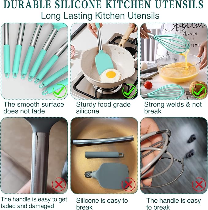 Silicone Cooking Utensil Set, Umite Chef 15pcs Silicone Cooking Kitchen - Image 3
