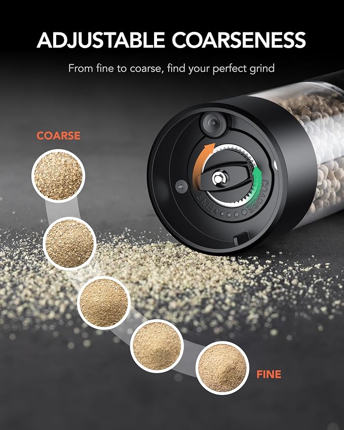 FORLIM Electric Salt and Pepper Grinder Set, USB Rechargeable, Automatic Salt - Image 3
