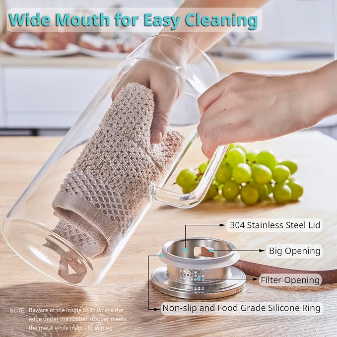 Bivvclaz 2 Pack 2 Liter 68 oz 2.1 Qt Glass Pitcher - Image 4