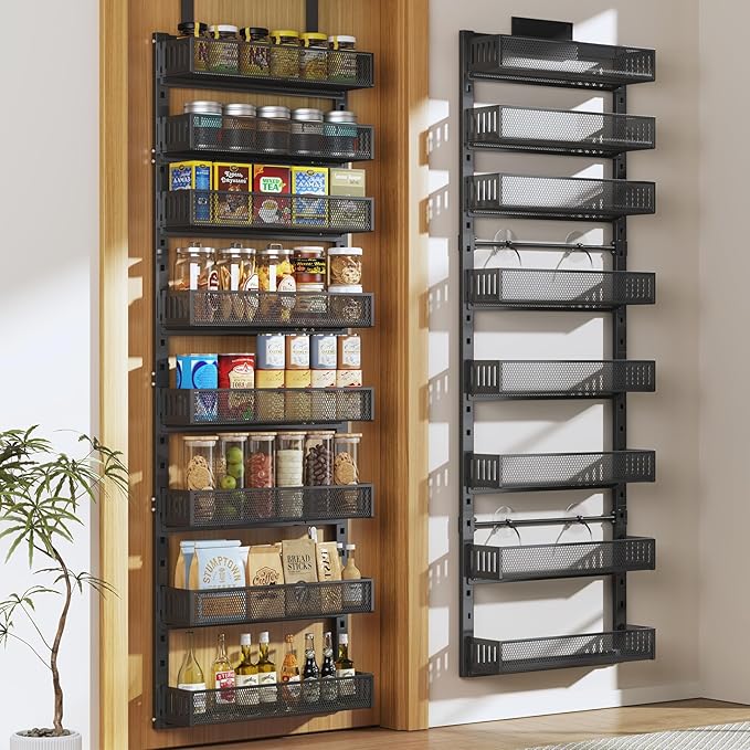 Pantry Door Organizers and Storage, 8-Tier Large Metal Heavy-Duty Frame Over by DAOTENGQL