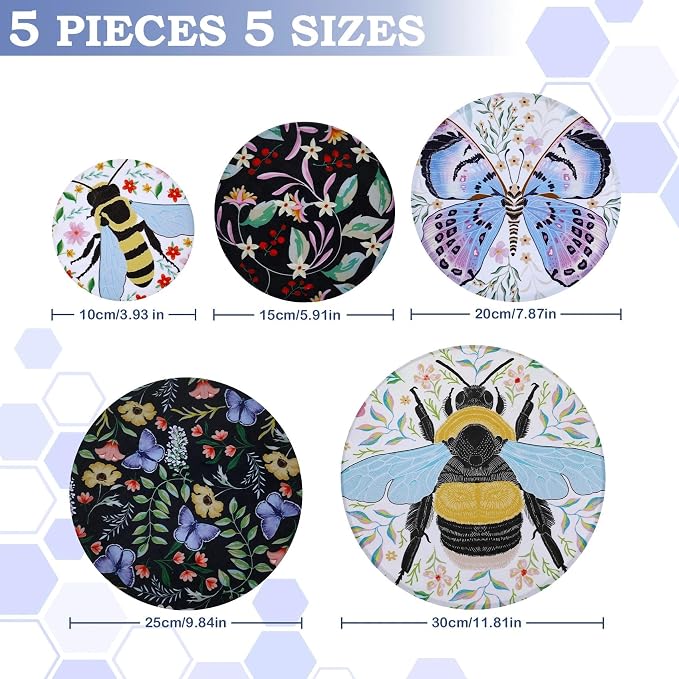 5-Size Reusable Beeswax Bowl Covers - Image 2