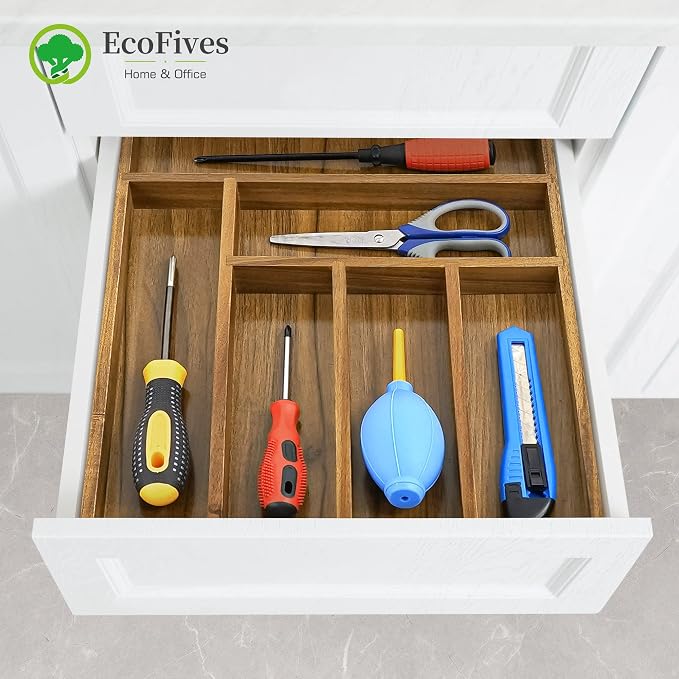 EcoFives Luxury Acacia Kitchen Drawer Organizer - Image 7