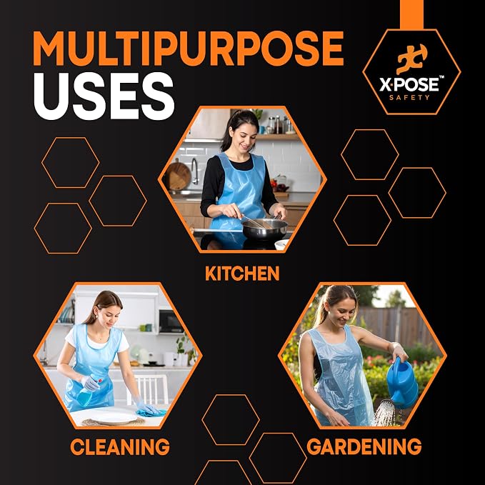 Xpose Safety 300 Blue Plastic Disposable Aprons - Image 2