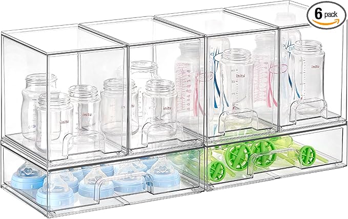 Vtopmart 6 Pack Baby Bottle Organizer Set, Stackable Storage Drawers Ideal by Vtopmart