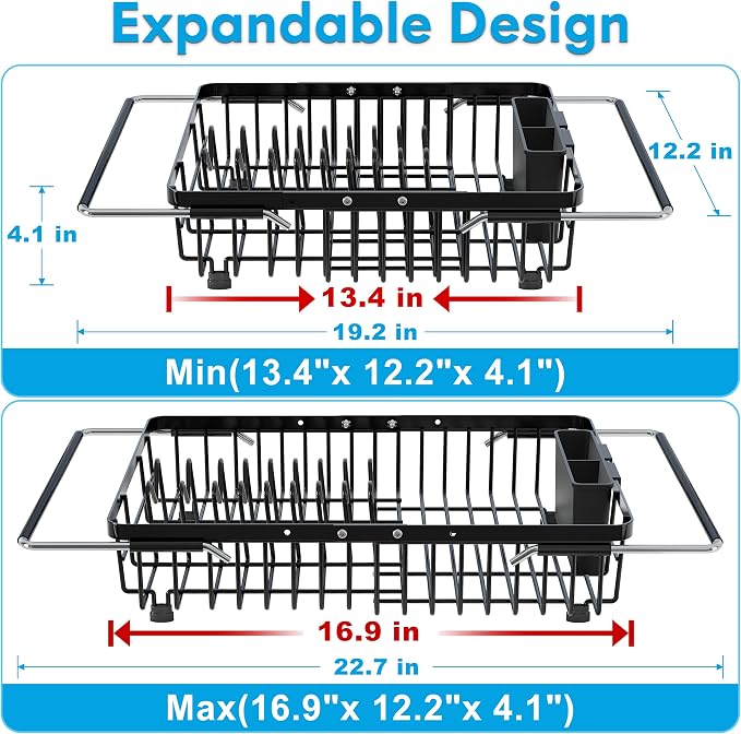 Expandable Stainless Steel Dish Drying Rack Over The Sink - Image 2