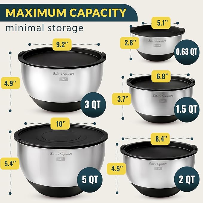 Baker's Signature Stainless Steel Mixing Bowls - Image 2