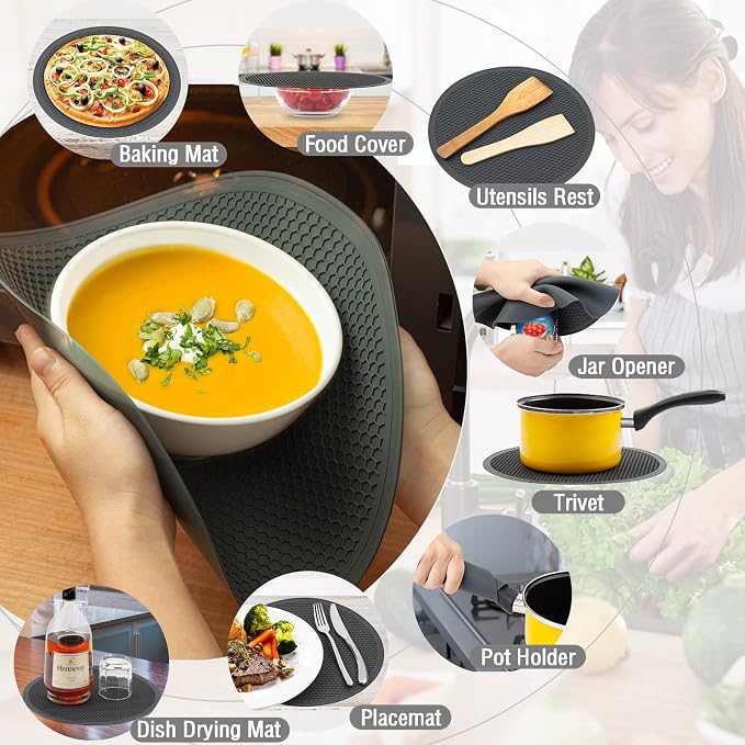 4 in 1, WENWELL Vented Collapsible Microwave Splatter Cover & Mat, Kitchen dish - Image 4