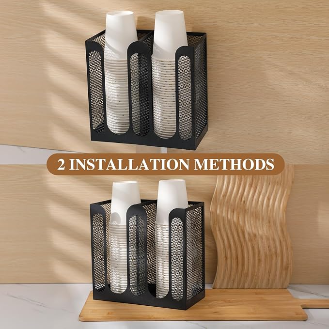 Maxcheck Metal Mesh Cup and Lid Holder Coffee Paper Cup Dispenser Lid Holder - Image 3