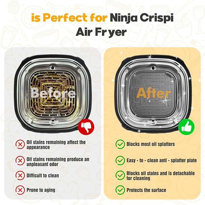 2 PCS Silicon Splatter Shield for Ninja Crispi Air Fryer Heat-Resistant Splash - Image 2