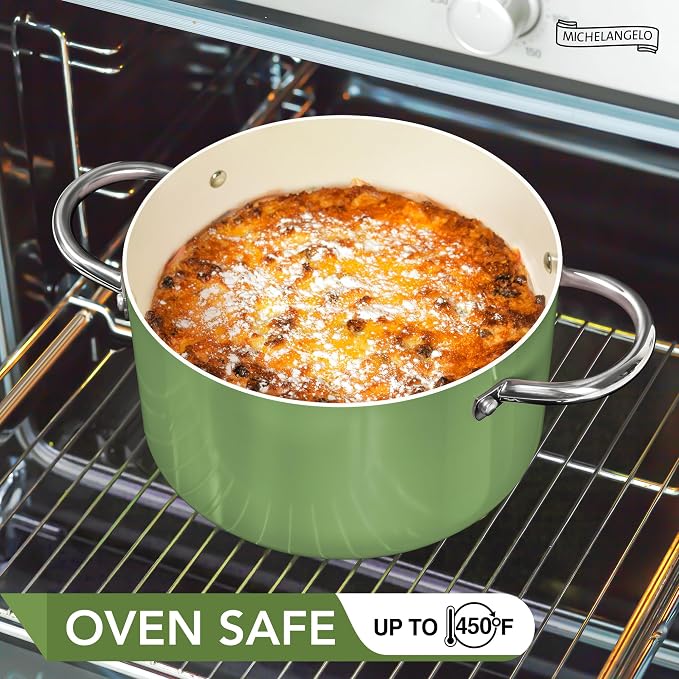 MICHELANGELO Stock Pot with Lid, 6 Quart Cooking Pot with Ceramic Coating - Image 5