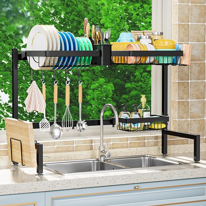 YKLSLH Over The Sink Dish Drying Rack 2 Tiers, Expandable Large Capacity Sink - Image 6