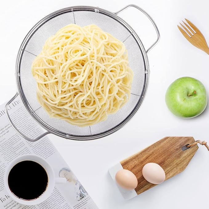 3 Pack 18/8 Stainless Steel Colander Sieves, Mesh Strainer Net Baskets - Image 7