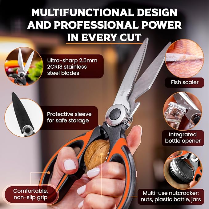 SpartaSake Premium Stainless Steel All Purpose Kitchen Shears - Image 2