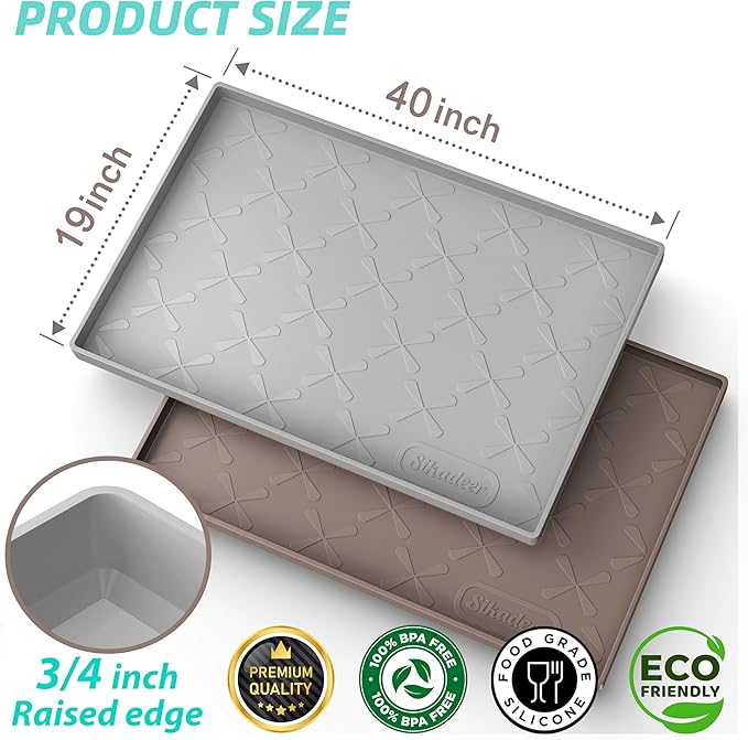 SIKADEER 40" x 19" Under Sink Mat Waterproof, Silicone Mat Kitchen Drawer Shelf - Image 3