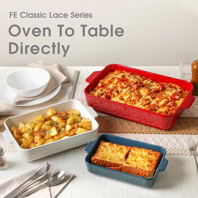 Ceramic Baking Dish Set of 3, Casserole Dishes - Image 4