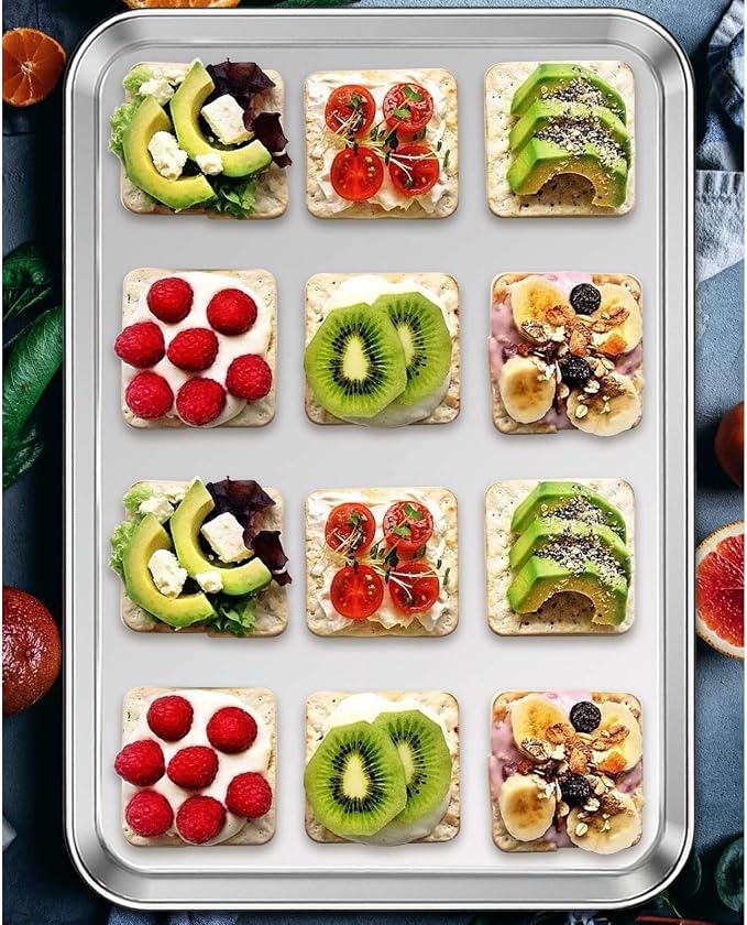 Stainless Steel Baking Sheet Set of 2, Deedro Cookie Sheet Metal Baking Pan - Image 9