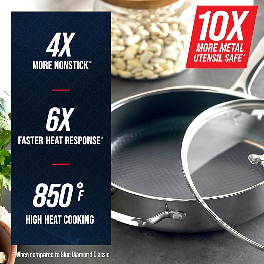 Blue Diamond Hybrid Nonstick Stainless Steel 4QT Saute Pan - Image 4