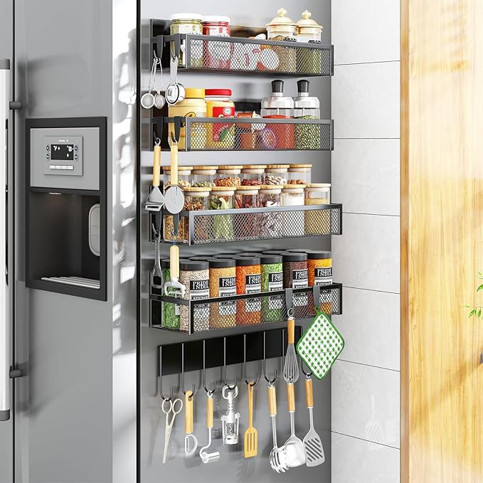Aufworld Magnetic Spice Rack for Refrigerator, 5 Pack Magnetic Shelf, Moveable by Unknown