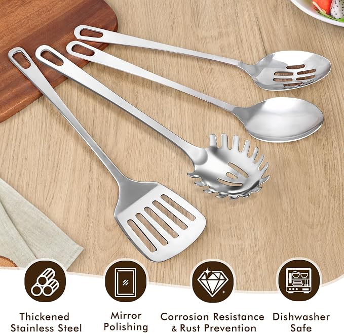 3 Pcs Stainless Steel Cooking Utensils Set, Heat Resistant Kitchen Utensils - Image 3