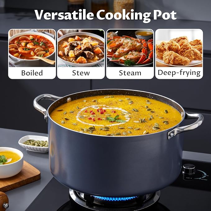 BEZIA 6 Quart Cooking Pot, Non Stick Induction Stock Pots - Image 7