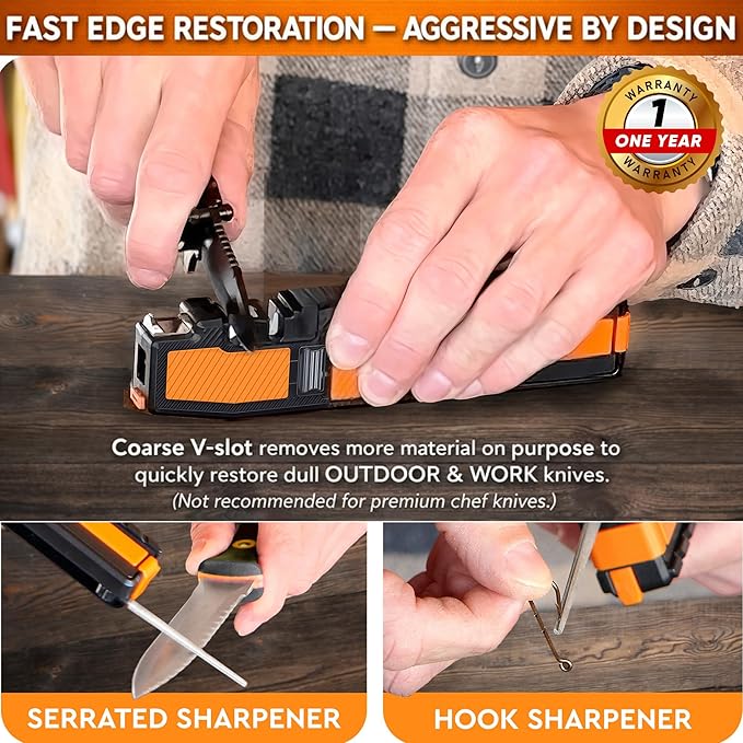 Orange Ninja Pocket Field Knife Sharpener – 8-in-1 Camping & Hunting EDC Knife - Image 5