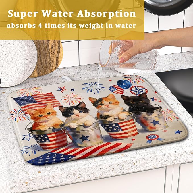 Happy 4th of July Patriotic Dish Drying Mat 16 x 18 In Independence Day Vintage - Image 7