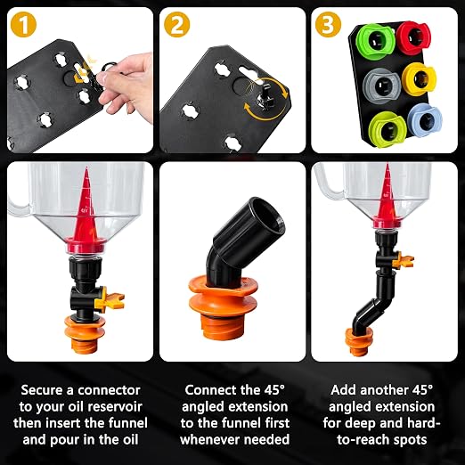 18 Pack No Spill Engine Oil Funnel Kit，1.59QT/1.5L Automotive Oil Funnel Set， 2 - Image 6