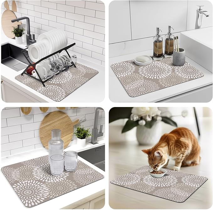 LuxStep Dish Drying Mat Super Absorbent Kitchen Counter Mat Rubber Backing - Image 7