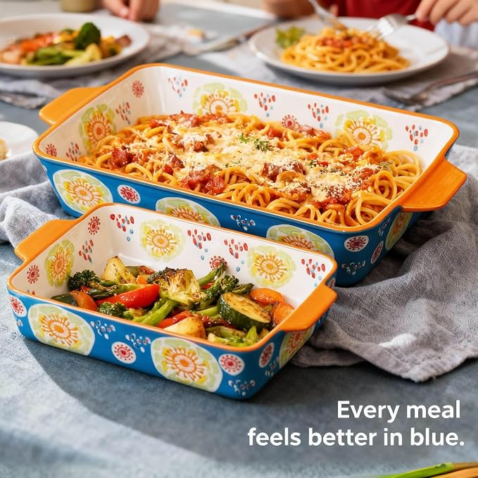 Ceramic Baking Dish Set of 2, 3QT & 1.2QT Stoneware Casserole Dishes - Image 8