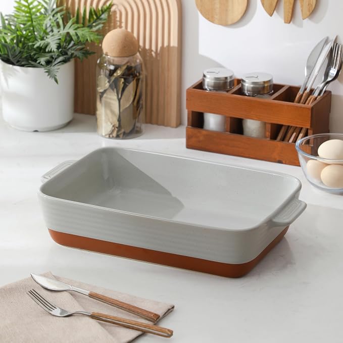 MALACASA Lasagne Dishes for Oven, 4.8 Qt Ceramic Oven Dish - Image 8