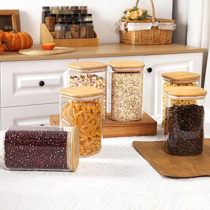 Moretoes 6 Pack 1.2qt Square Glass Storage Containers - Image 5