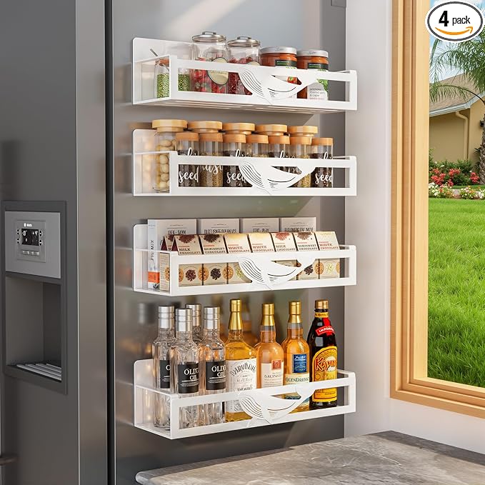 Magnetic Spice Rack for Refrigerator, Space Saving Magnetic Shelf for Fridge by AURIKAR
