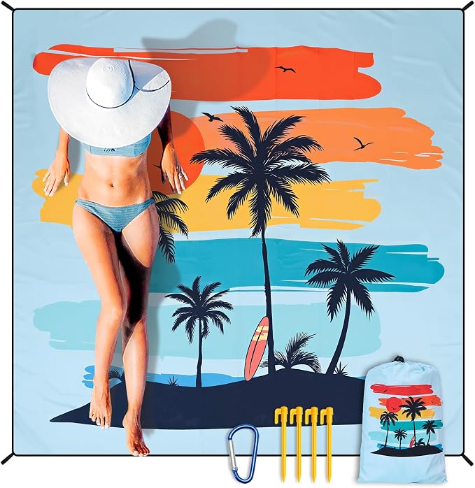 HIHOHO Beach Blanket Waterproof Sandproof Extra Large Beach Mat 79" X by HIHOHO