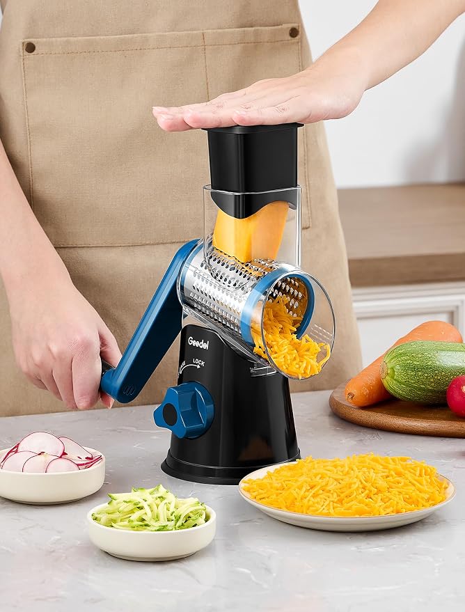 Geedel Rotary Cheese Grater, Kitchen Mandoline Vegetable Slicer - Image 9