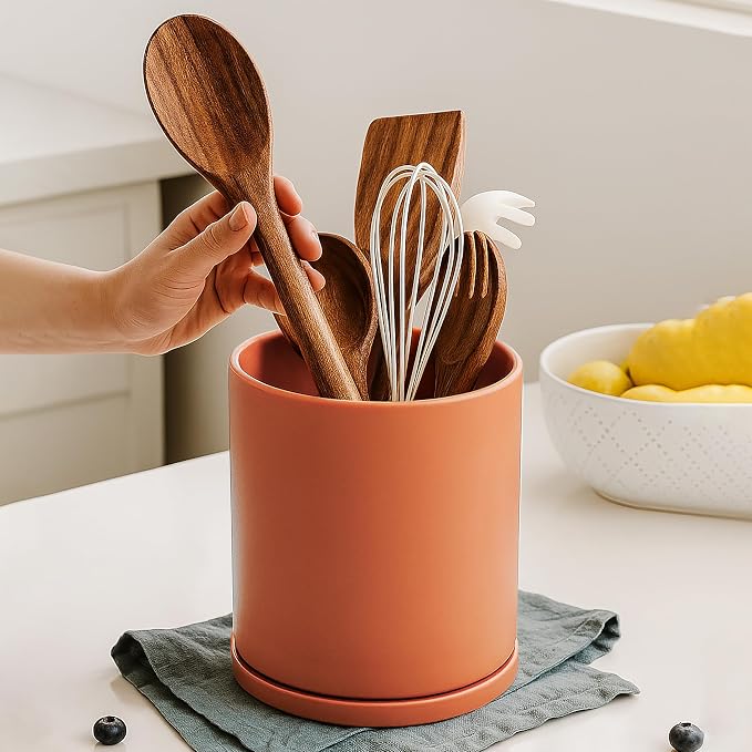 D'vine Dev 360° Rotating Utensil Holder Set – 7.2"+5" Kitchen Utensil Crocks - Image 5