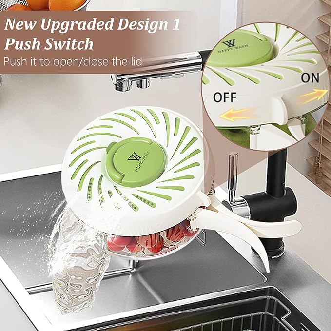 Fruit Washing Bowl with Strainer and Lid with Handle, Portable Strainers and - Image 3